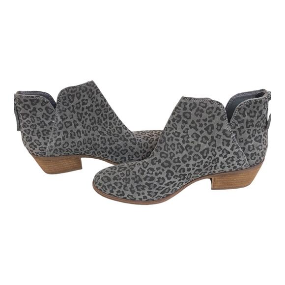 Michael by Michael Shannon Nadya Gray Suede Leopard Low Heel Booties SZ 8 - Picture 4 of 8